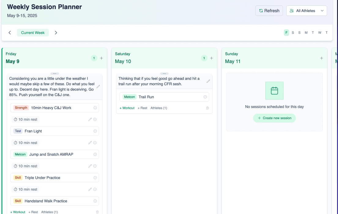 Coaches Workout Planner for CrossFit and Performance Programming