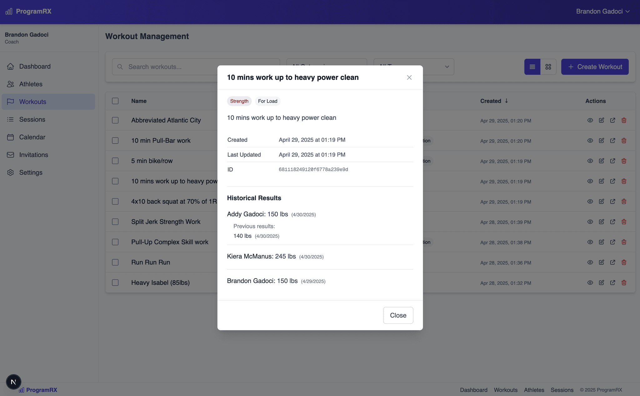 ProgramRX Historical Performance Data Interface